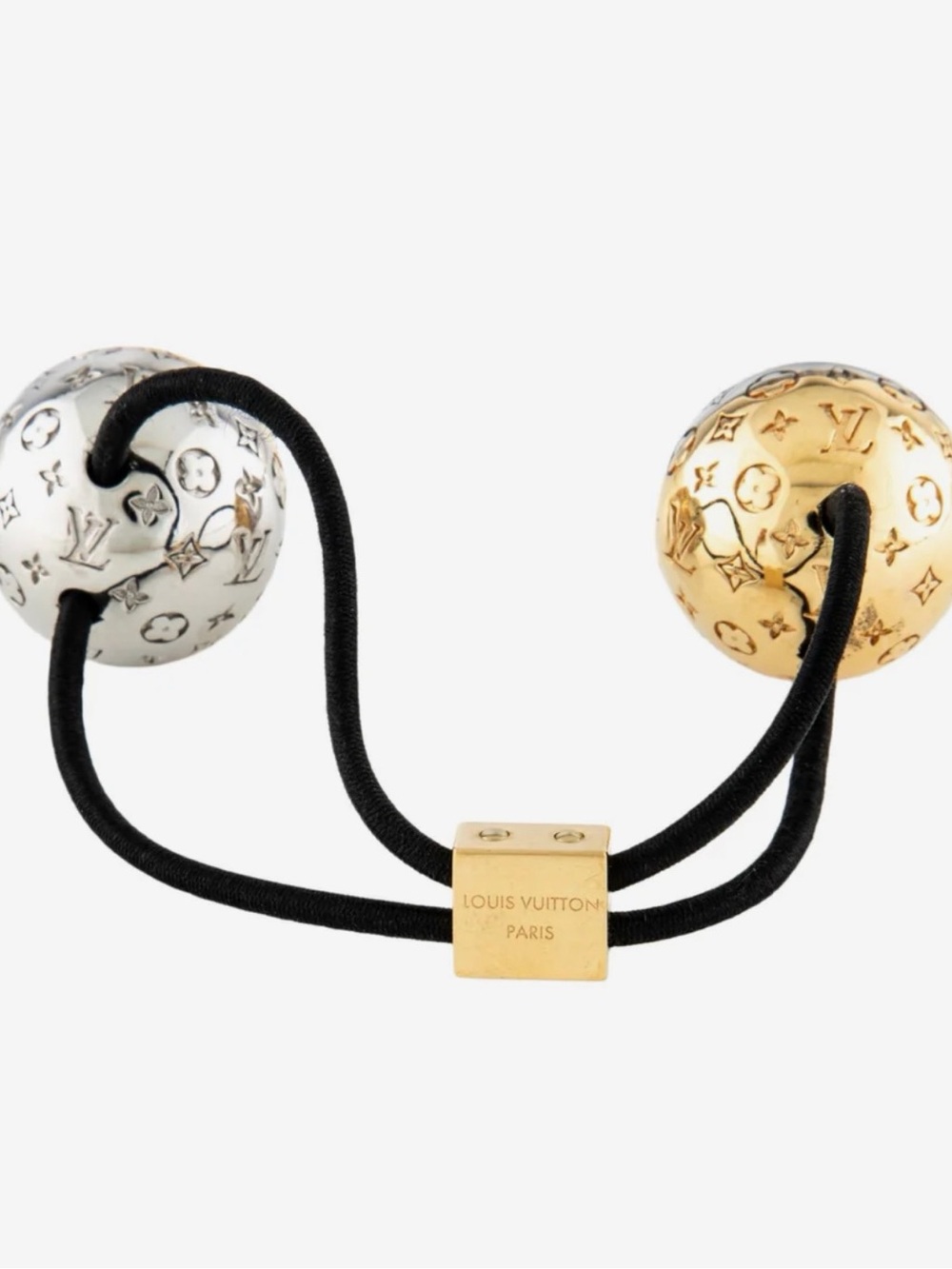 Louis Vuitton Two-Tone Monogram Ball Hair Tie in Gold & Silver